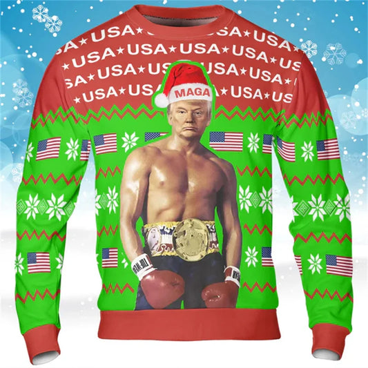 Make Christmas Great Again Trump Sweatshirt For Men Funny Trump Dancing Ugly Christmas Sweater 3d All-Over-Printed Sweatshirts