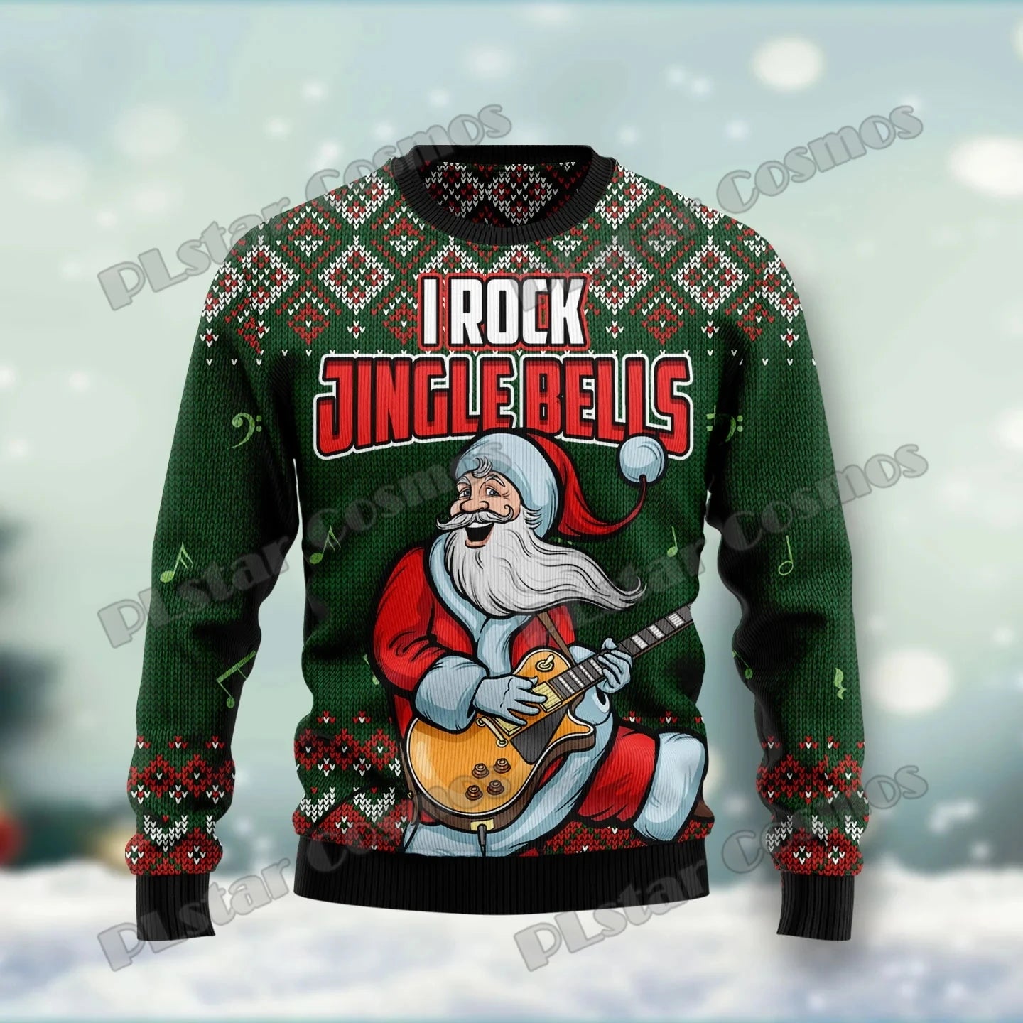 PLstar Cosmos Guitar Christmas Pattern 3D Printed Men's Ugly Christmas Sweater Winter Unisex Casual Warm Knitwear Pullover MY13