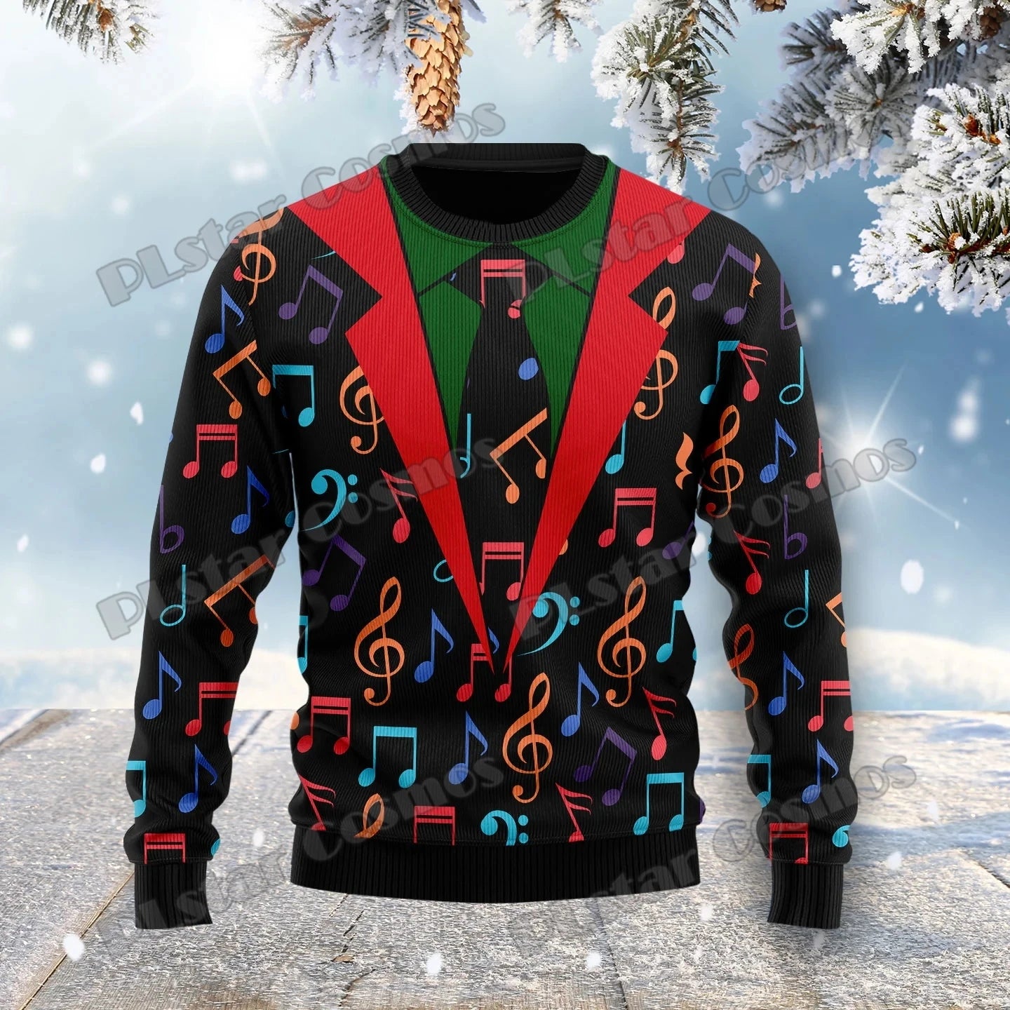 PLstar Cosmos Guitar Christmas Pattern 3D Printed Men's Ugly Christmas Sweater Winter Unisex Casual Warm Knitwear Pullover MY13