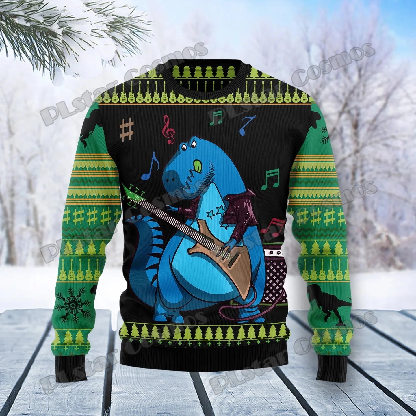 PLstar Cosmos Guitar Christmas Pattern 3D Printed Men's Ugly Christmas Sweater Winter Unisex Casual Warm Knitwear Pullover MY13