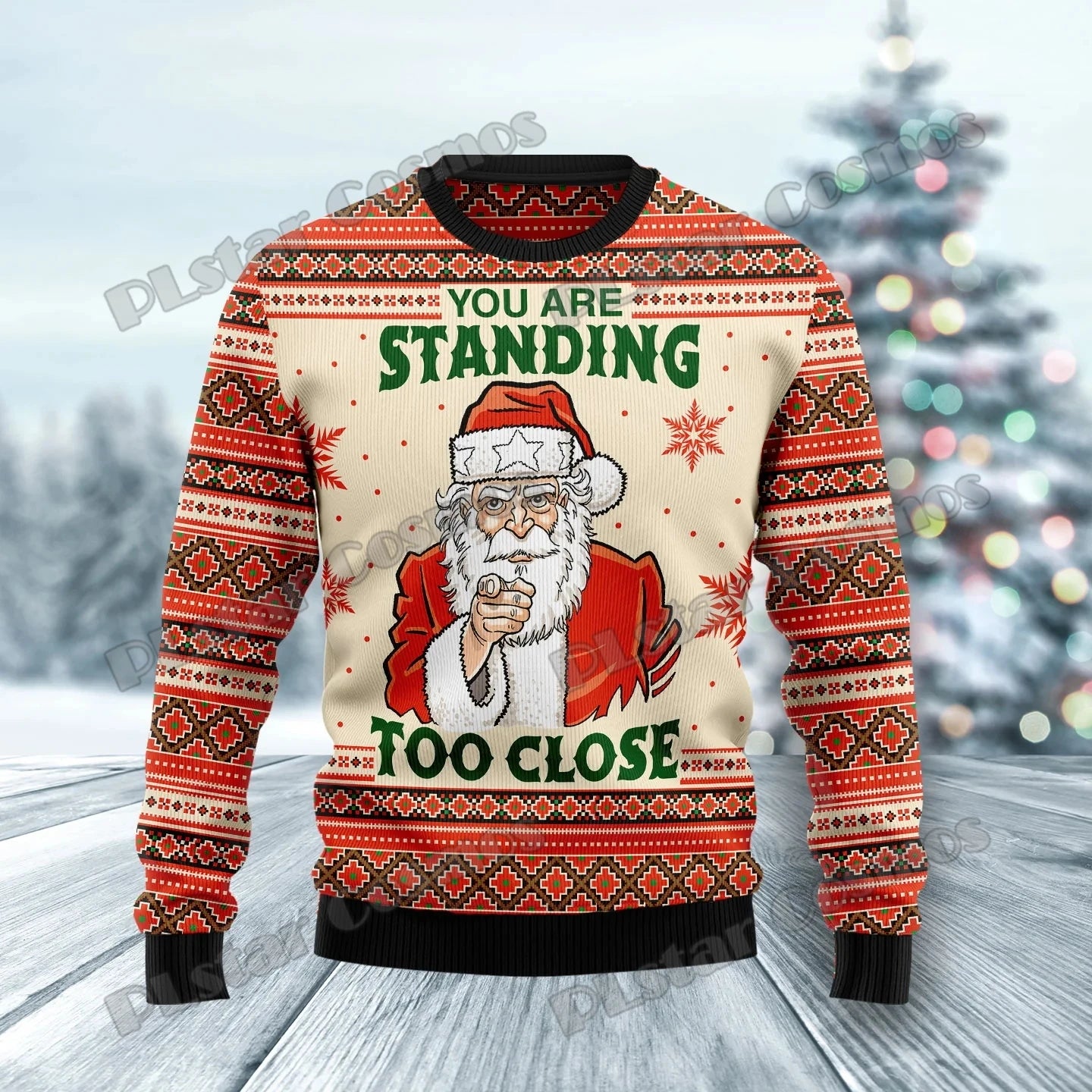 Autumn Winter Unisex Casual Knit Pullover Sweater Christmas Tree Horse Pattern 3D Printed Men's Ugly Christmas Sweater KMY04