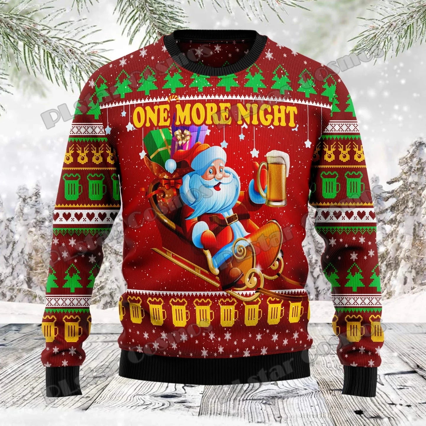 PLstar Cosmos Christmas Jingle Beer 3D Printed Men's Ugly Christmas Sweater Winter Unisex Casual Warm Knitwear Pullover MY22