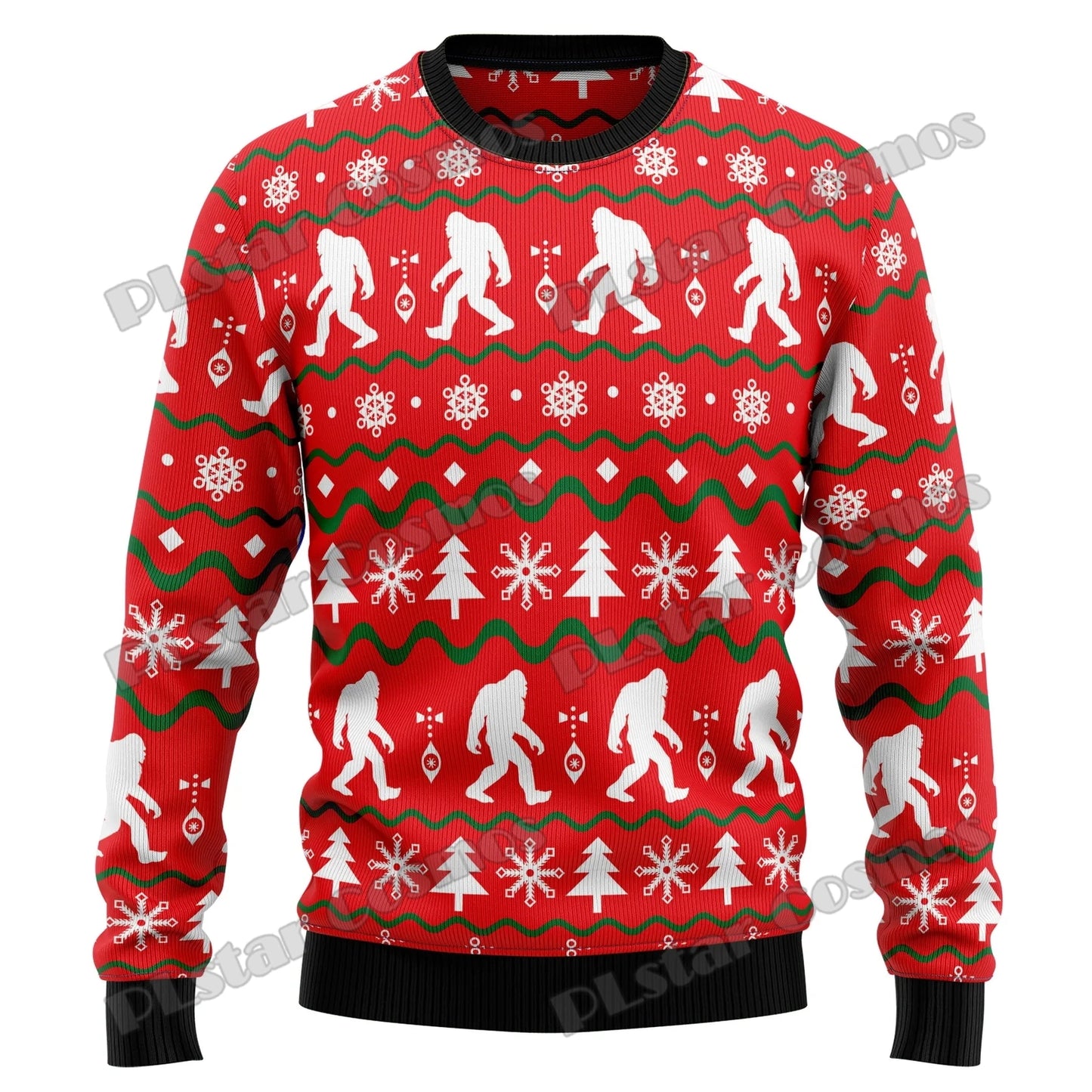 Autumn Winter Unisex Casual Knit Pullover Sweater Amazing Bigfoot Pattern 3D Printed Men's Ugly Christmas Sweater KMY01