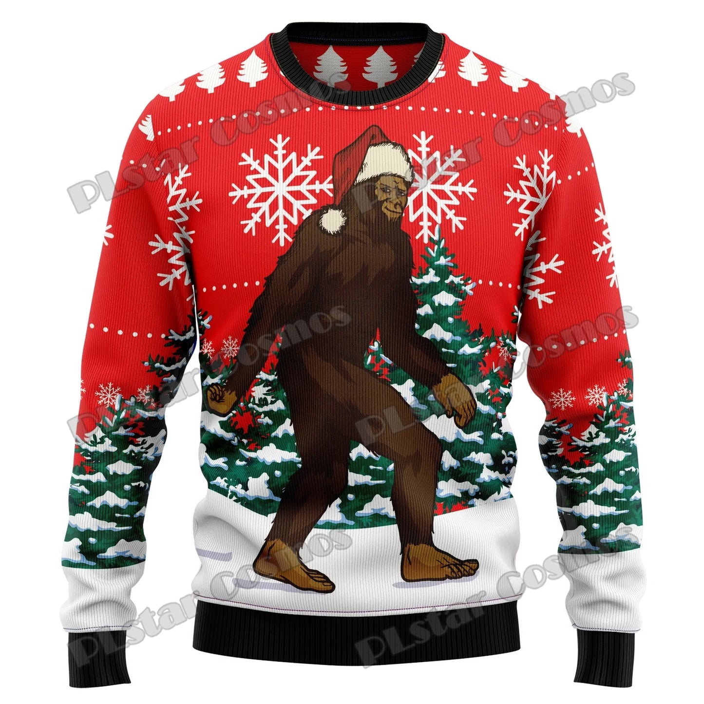 Autumn Winter Unisex Casual Knit Pullover Sweater Amazing Bigfoot Pattern 3D Printed Men's Ugly Christmas Sweater KMY01