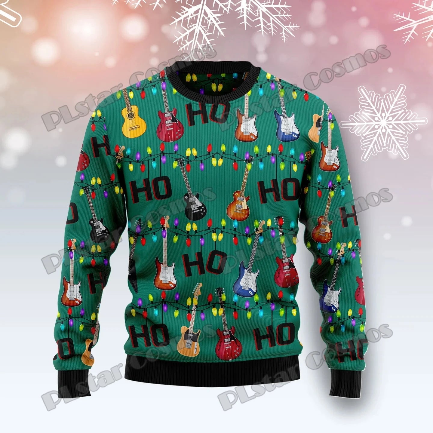 PLstar Cosmos Guitar Christmas Pattern 3D Printed Men's Ugly Christmas Sweater Winter Unisex Casual Warm Knitwear Pullover MY13