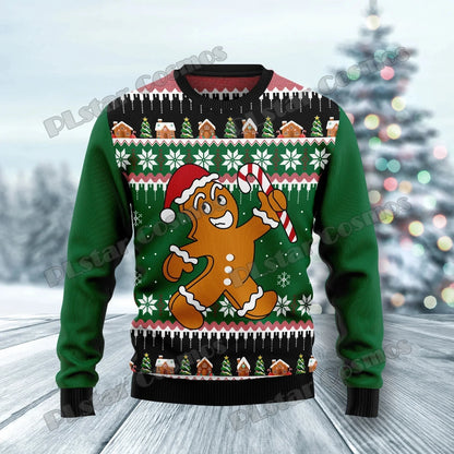 Autumn Winter Unisex Casual Knit Pullover Sweater Amazing Bigfoot Pattern 3D Printed Men's Ugly Christmas Sweater KMY01