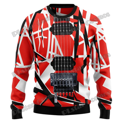 PLstar Cosmos Guitar Christmas Pattern 3D Printed Men's Ugly Christmas Sweater Winter Unisex Casual Warm Knitwear Pullover MY13