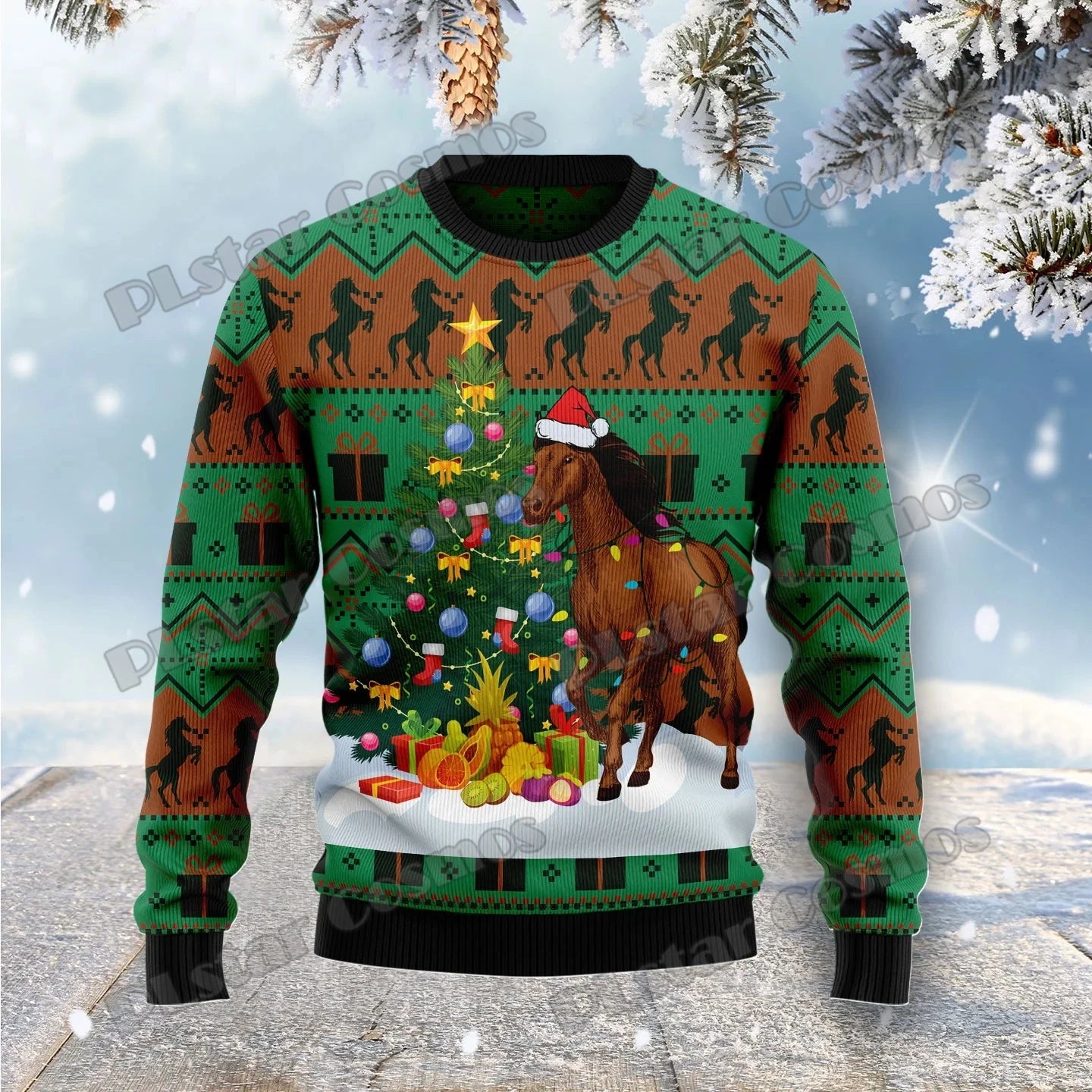 Autumn Winter Unisex Casual Knit Pullover Sweater Amazing Bigfoot Pattern 3D Printed Men's Ugly Christmas Sweater KMY01