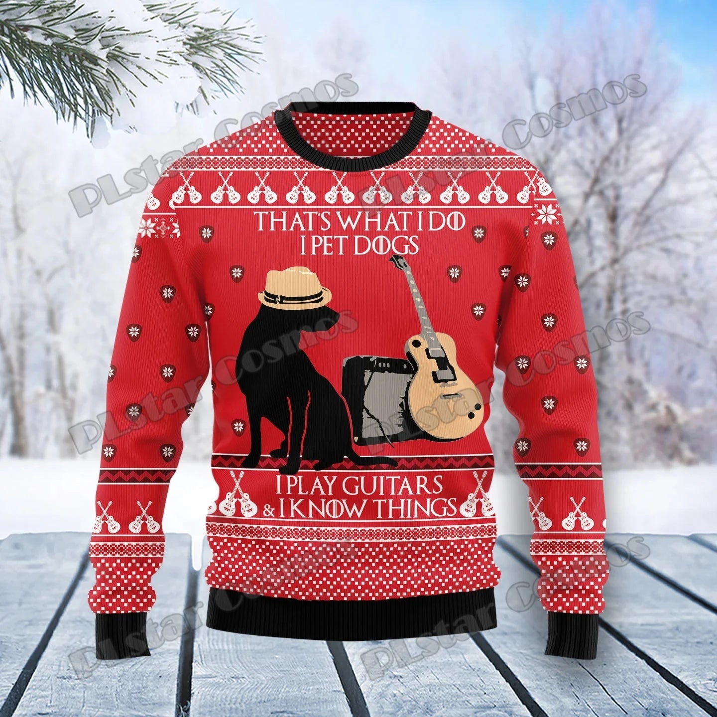 PLstar Cosmos Guitar Christmas Pattern 3D Printed Men's Ugly Christmas Sweater Winter Unisex Casual Warm Knitwear Pullover MY13