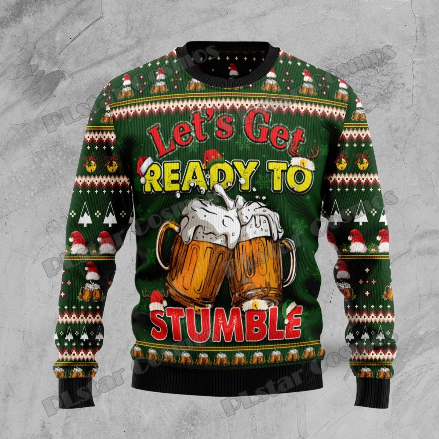 PLstar Cosmos Christmas Jingle Beer 3D Printed Men's Ugly Christmas Sweater Winter Unisex Casual Warm Knitwear Pullover MY22