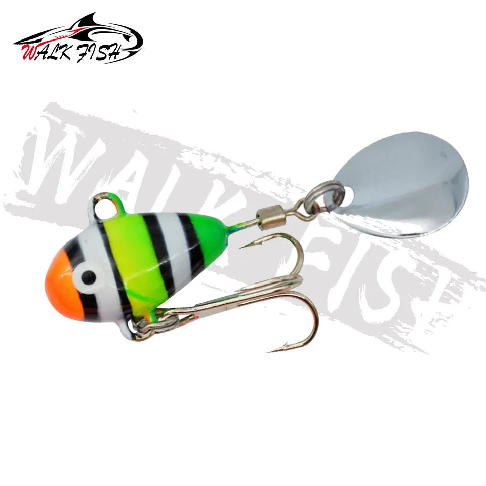 WALK FISH 1PCS New Metal Mini VIB With Spoon Fishing Lure 10g 2.1cm Fishing Tackle Pin Crankbait Vibration Spinner Sinking Bait