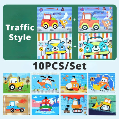 10Pcs 3D EVA Foam Sticker Puzzle Game DIY Cartoon Animal Craft Toys Kids Drawing Toy Learning Education Toys for Children Gifts