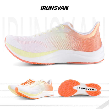 IRUNSVAN Full Palm Carbon Nylon Plate Marathon Running Racing Shoes Professional men Support Ultra-light Rebound Sneakers ﻿