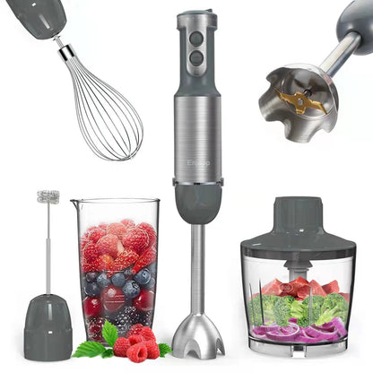 5-in-1 Electric Handheld Mixer Blender Milk Frother Egg Whisk and A Food Grinder 6 Speeds Adjustable for Whipped Cream US Plug