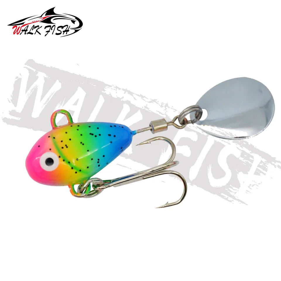 WALK FISH 1PCS New Metal Mini VIB With Spoon Fishing Lure 10g 2.1cm Fishing Tackle Pin Crankbait Vibration Spinner Sinking Bait