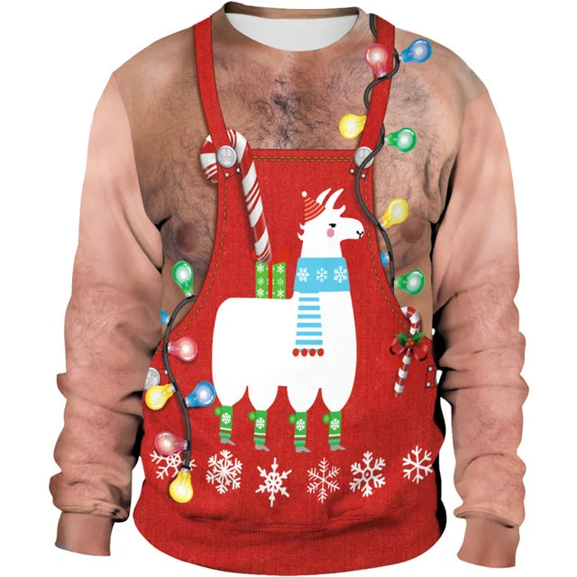 Xmas Sweatshirt Men Hoodies Christmas Round Sweater Neck Muscle Y2k Clothes For Men's Clothing Long Sleeve Pullover Top Apparel