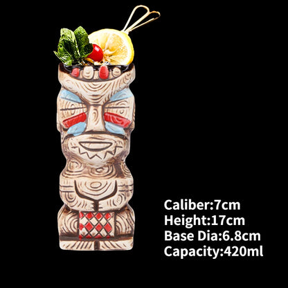 Hawaii Ceramic Tiki Mug Creative Cocktail Cup Easter Island Tiki Mugs Halloween Gift for Bar Tool