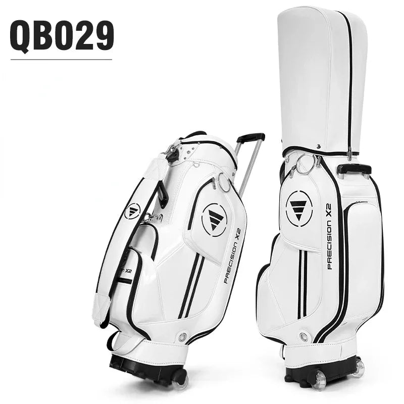 PGM Golf Standard Ball Bag Professional Leather PU Waterproof Golf Cart Club Airbag High Capacity Package With Wheel QB029