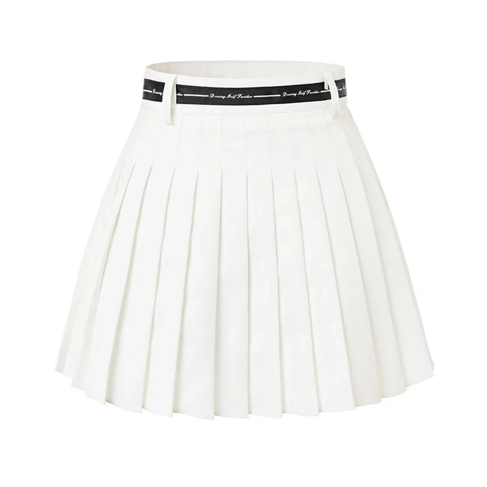 Women High Waist Double Layer Pleated Golf Skirt With Short Tights