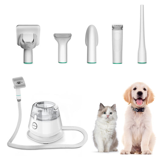 INSE P20 Pet Grooming Kit & Vacuum Suction 99% Pet Hair, Professional Grooming Clippers with 5 Grooming Tools for Dogs Cats and