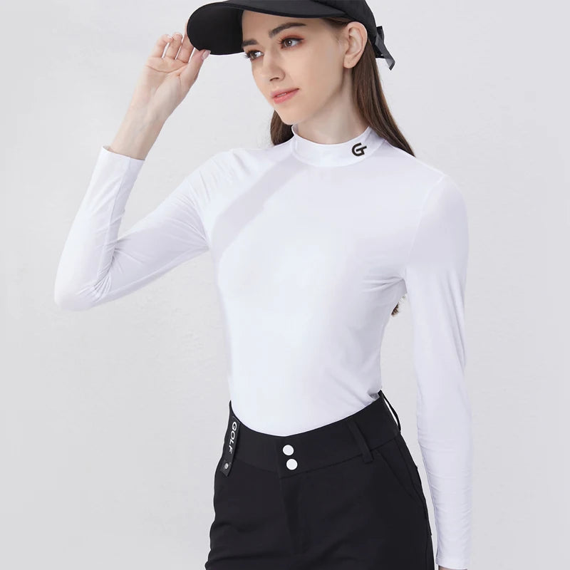 Golfist Golf Women's Summer Ice Silk Shirt Long Sleeved Anti-UV Cool snd Breathable High elasticity Outdoor Causal Sports Tops