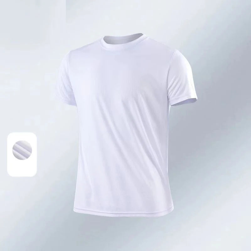 NO LOGO Men's Quick Dry Short Sleeve Gym Running Moisture Wicking Round Neck T-Shirt Training Exercise Gym Sport Shirt Tops