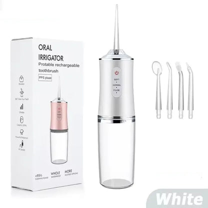 Oral Irrigator Portable Dental Water Flosser USB Rechargeable Water Jet Floss Tooth Pick 4 Jet Tip 220ml 3 Modes IPX7 1400rpm