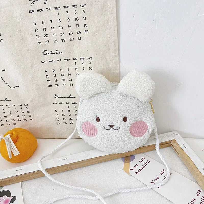 Soft Plush Bear Rabbit Cartoon Children Coin Purse Cute Animal Zipper Kid Shoulder Bag Girl Messenger Bag Mini Handbag Purse