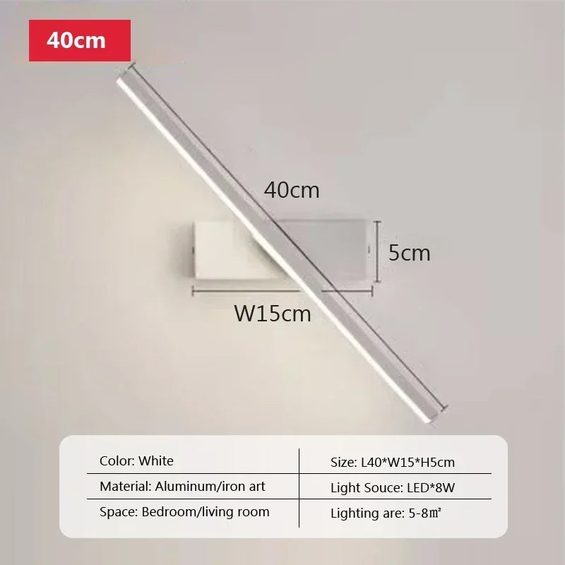 Modern LED Wall Light Hardwares Rotatable Bathroom Mirror Lamp for Bedroom Living Room Indoor Line Wall Sconces Lighting Fixture