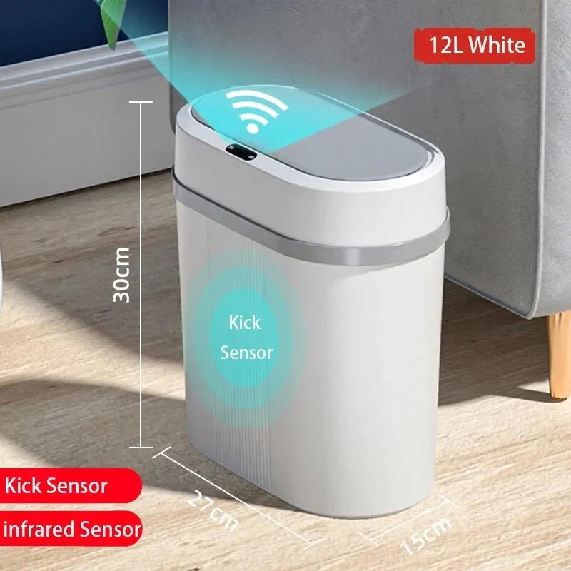 Motion Sensor Bathroom Trash Can Touchless Automatic Garbage with Lid, Small Waterproof Trash Bin for Office Bedroom Living Room