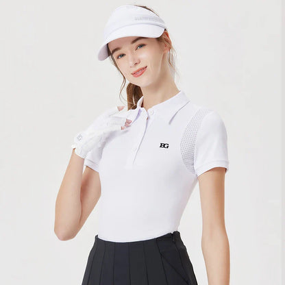 Blktee Korean Women Golf Shirts Sports Tops Summer Slim Lapel T-shirt Ladies Split Pencil Skort Pleated Skirt Culottes Golf Wear