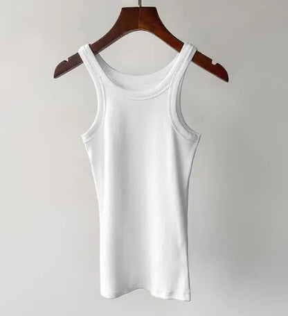 Nordic Style Casual Female Bottoming Tops New Organic Cotton Tank Thread Solid Slim Stretch Women Fashion Vest/camis