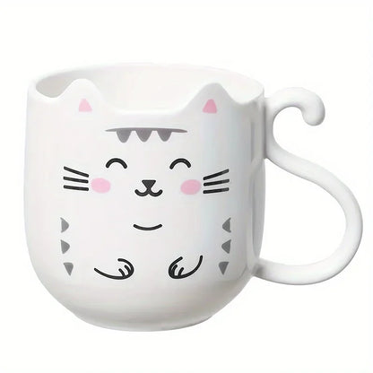 1pc Cute Cartoon Cat Mug Creative Gift for Kids Perfect for Home Travel Thickened Plastic Wash Cup Gift for Children Plastic Mug