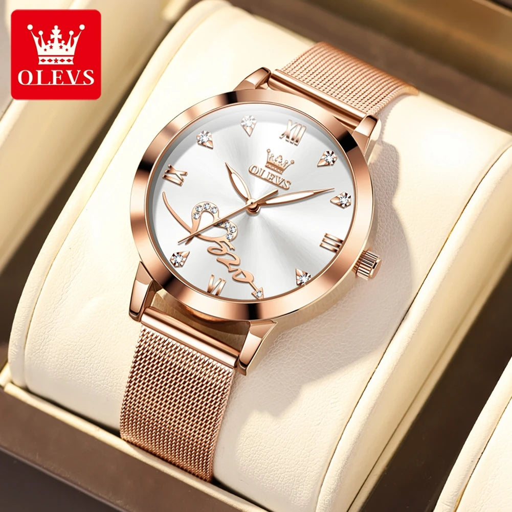 OLEVS Original Quartz Women's Watch Classic and Elegant Brand Stainless Steel Waterproof Luminescent Heart dial Women's Watch