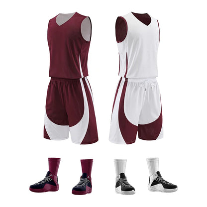 Men Basketball Jersey Sets Uniforms kits breathable Sports clothing Youth Training Children Reversible basketball jerseys SM8962