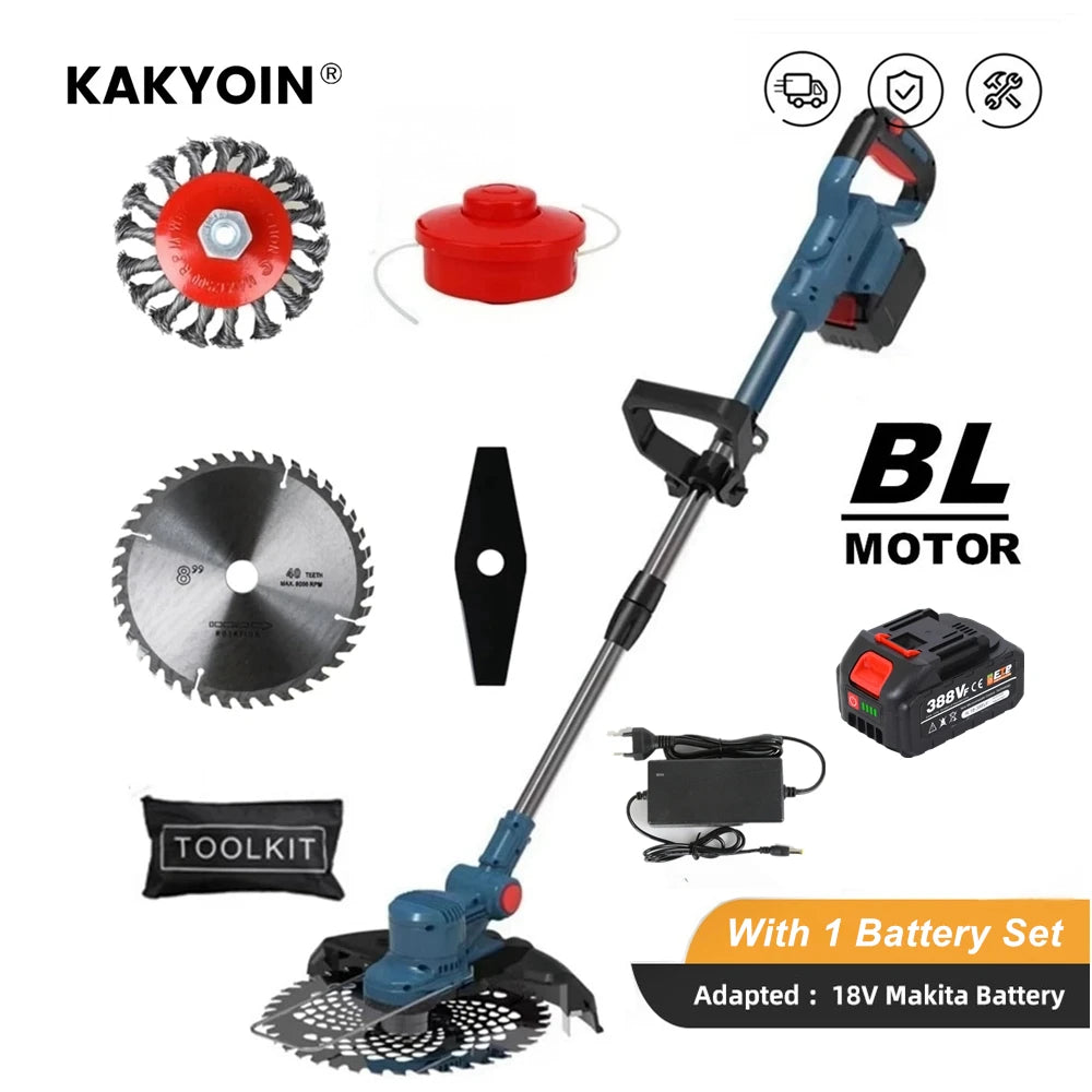 KAKYOIN Brushless Electric Lawn Mower Cordless Grass Trimmer Branches Shrub Pruning Cutter Garden Tools For Makita 18V Battery