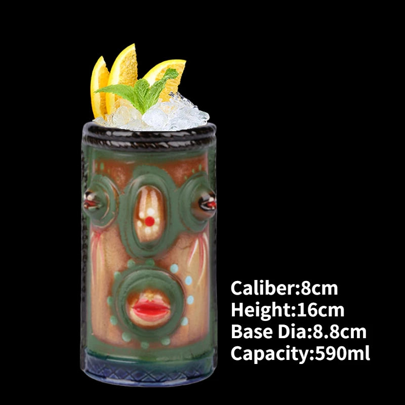 Hawaii Ceramic Tiki Mug Creative Cocktail Cup Easter Island Tiki Mugs Halloween Gift for Bar Tool