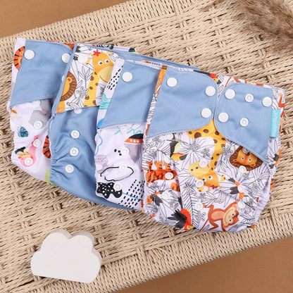 Happyflute 4Pcs/Set Eco-Friendly Cloth Diaper Ecological Reusable Baby Diapers