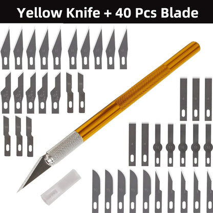 41pcs/set Engraving Non-Slip Metal Scalpel Knife Kit Engraving Blades Cutter Craft Knives DIY Sewing Leathercraft Cutting Tools