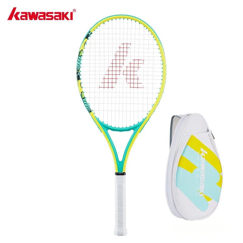 Kawasaki Tennis Racquet Shock Absorber-100 Carbon Fiber Oval Frame Mid-level Training Tennis Racket with Tennis Bag