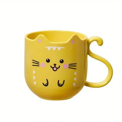 1pc Cute Cartoon Cat Mug Creative Gift for Kids Perfect for Home Travel Thickened Plastic Wash Cup Gift for Children Plastic Mug