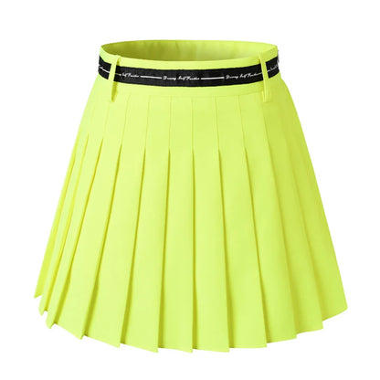 Women High Waist Double Layer Pleated Golf Skirt With Short Tights