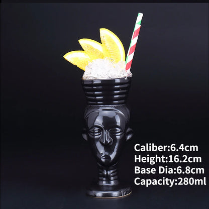 Hawaii Ceramic Tiki Mug Creative Cocktail Cup Easter Island Tiki Mugs Halloween Gift for Bar Tool