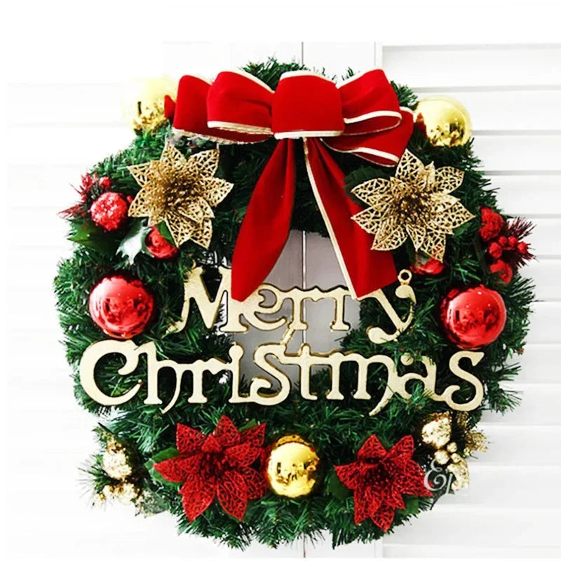 2024 New Year Christmas Wreaths Door Hanging 30cm Large Christmas Wreath for Door Window Artificial Hanging Home Party Decor