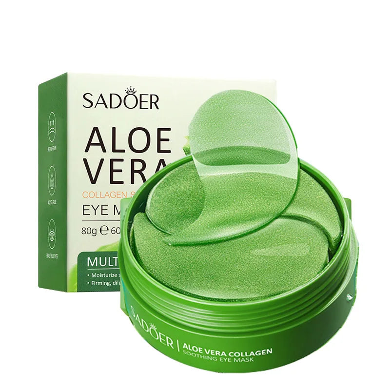 60PCS=30 Pairs Aloe Vera Eye Mask Moisturizing Collagen Hyaluronic Acid Gel Eye Patches Smoothing Repairing Eye Skin Care