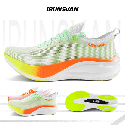 IRUNSVAN Full Palm Carbon Plate Marathon Running Shoes Men Shock-absorbing Boost Carbon Fiber Sports Shoes Women