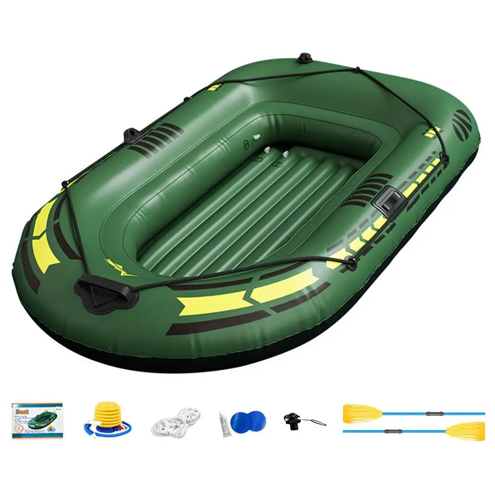 Inflatable Boat with Air Pump and Paddles, PVC Canoe Kayak Rubber Dinghy, Thick and Foldable Drifting Boat For Adults Fishing ﻿