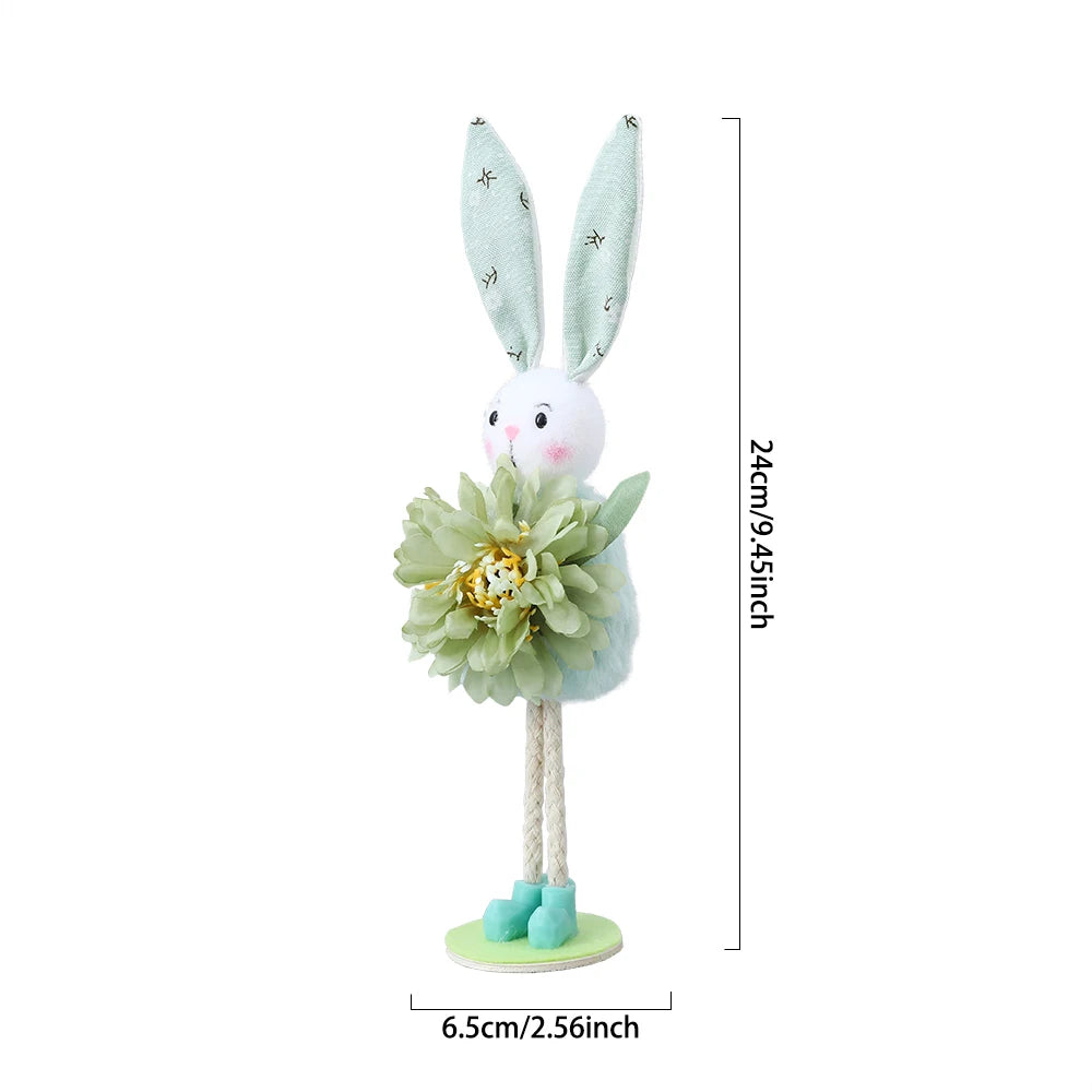 24cm Easter Flower Bunny Ornaments Pink Yellow Gauze Skirt Bunny Easter Party Decor Supplies Home Desktop Decorations Kids Gifts