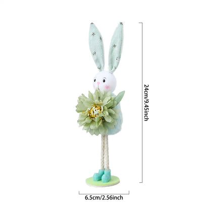 24cm Easter Flower Bunny Ornaments Pink Yellow Gauze Skirt Bunny Easter Party Decor Supplies Home Desktop Decorations Kids Gifts