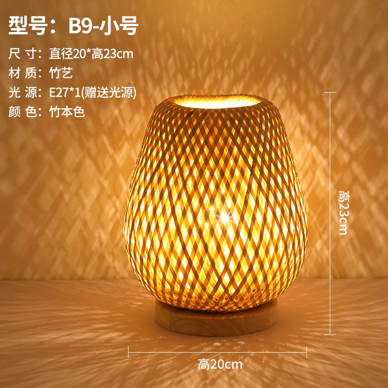 Bamboo Woven ProductsSimple Bedroom Study Table Lamp Bedside Table Lamp Bamboo art Warm Decoration Desktop Japanese Table Lamp